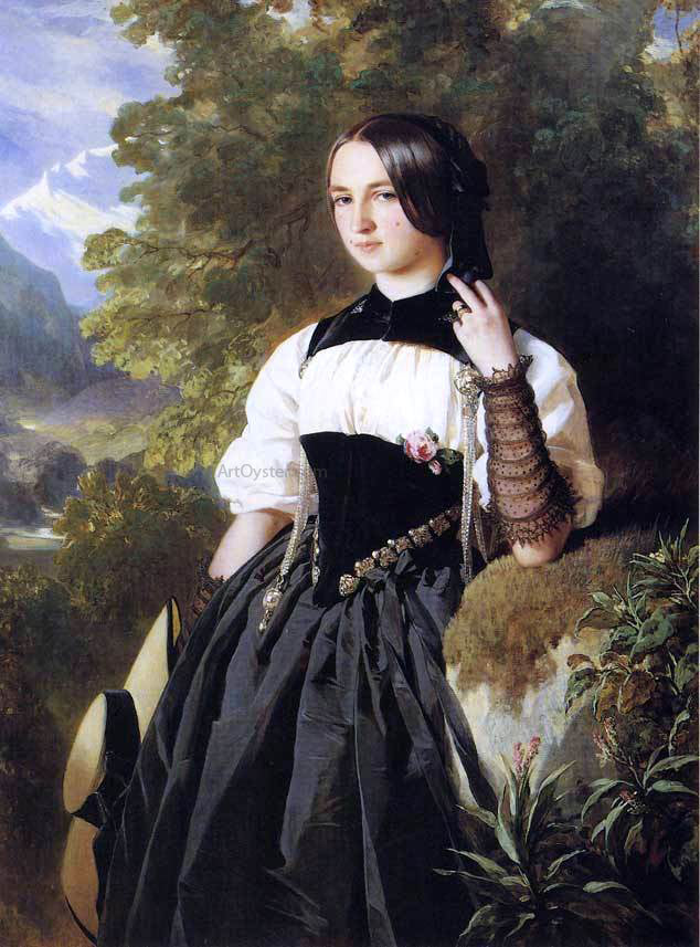  Franz Xavier Winterhalter Swiss Girl from Interlaken - Canvas Print