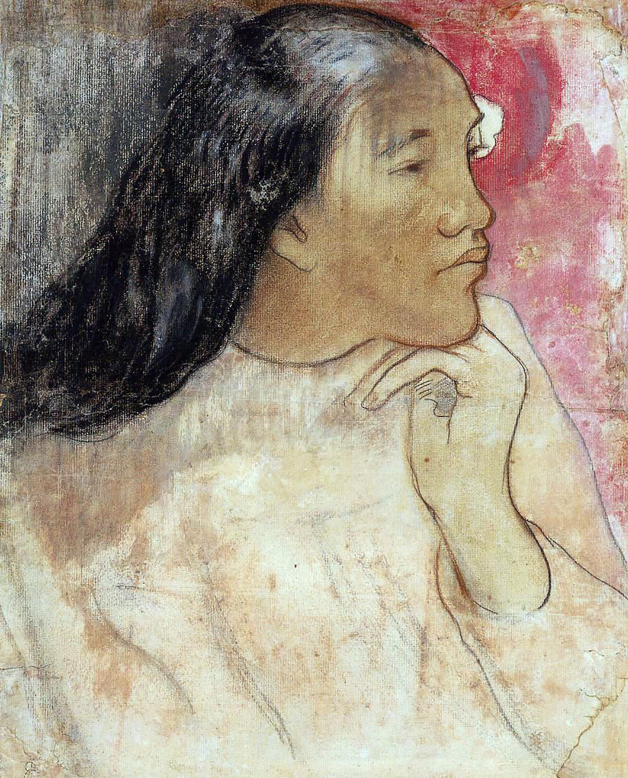  Paul Gauguin A Tahitian Woman with a Flower in Her Hair - Canvas Print