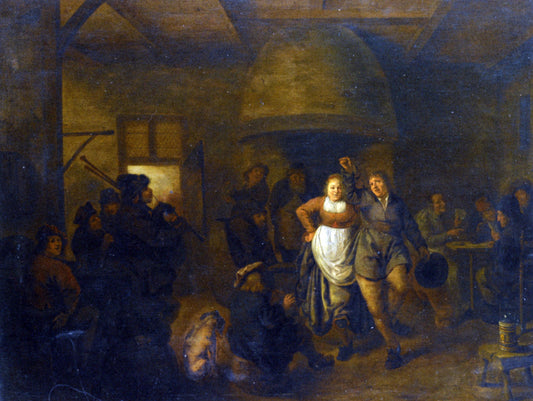  Jan Miense Molenaer A Tavern Interior with a Bagpiper and a Couple Dancing - Canvas Print