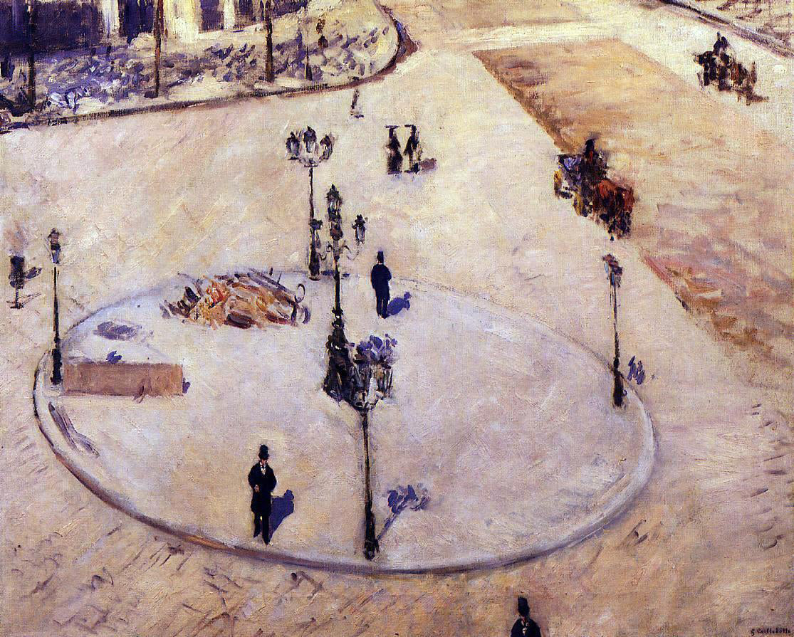  Gustave Caillebotte A Traffic Island, Boulevard Haussmann - Canvas Print