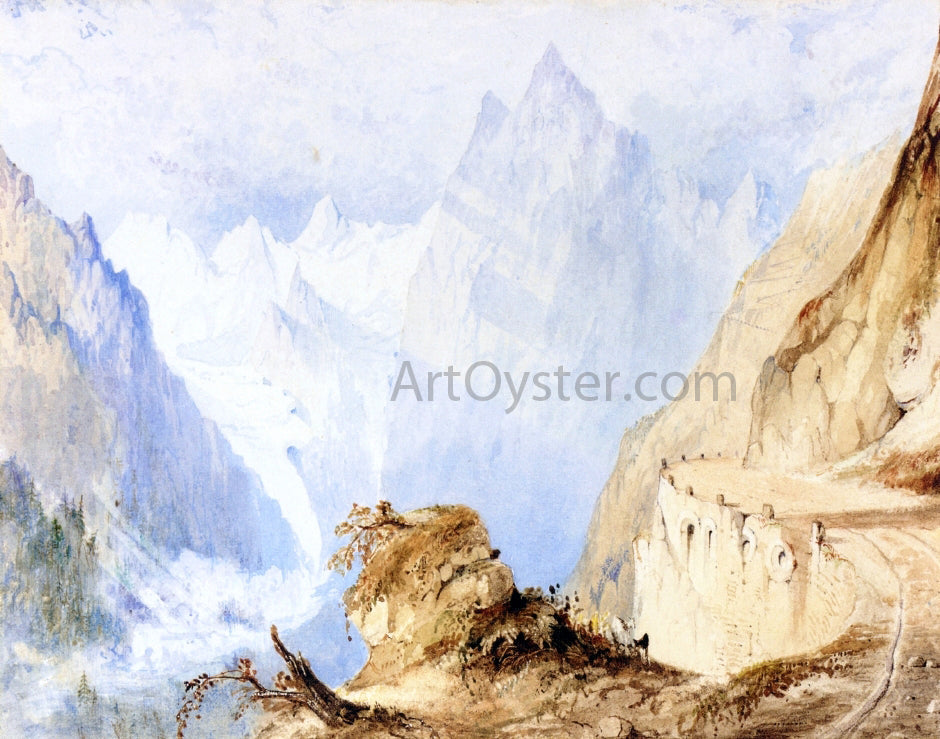  John Ruskin A View in the Alps - Canvas Print