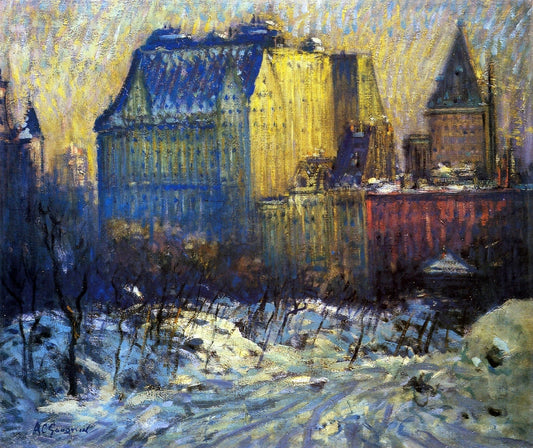  Arthur Clifton Goodwin View of the Plaza from Central Park in Winter - Canvas Print