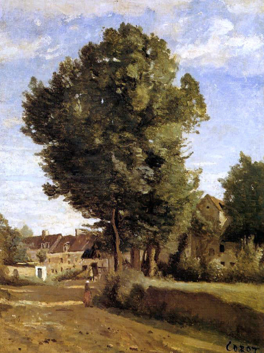  Jean-Baptiste-Camille Corot A Village near Beauvais - Canvas Print