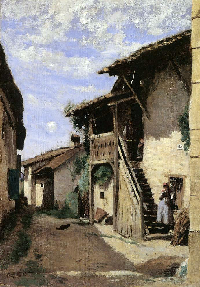  Jean-Baptiste-Camille Corot A Village Street, Dardagny - Canvas Print