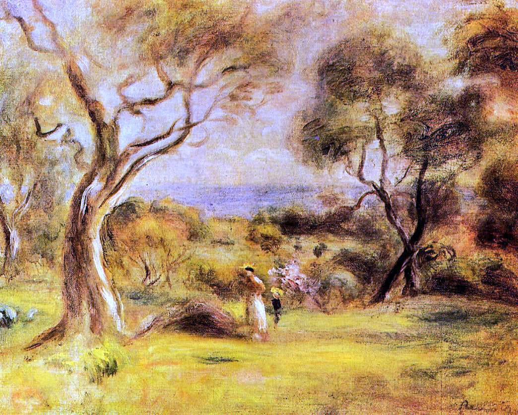  Pierre Auguste Renoir Walk by the Sea - Canvas Print