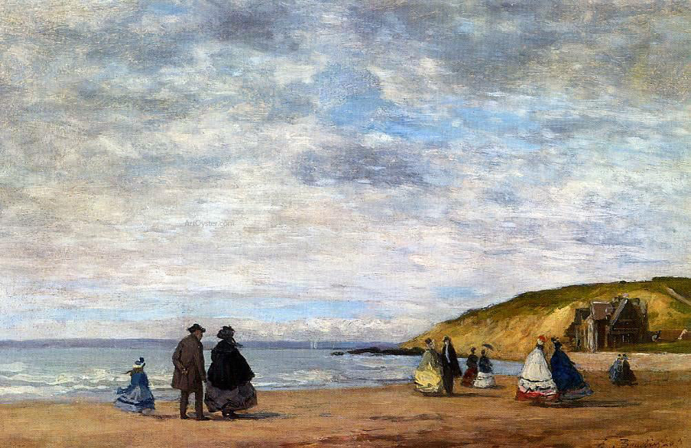  Eugene-Louis Boudin A Walk on the Beach - Canvas Print