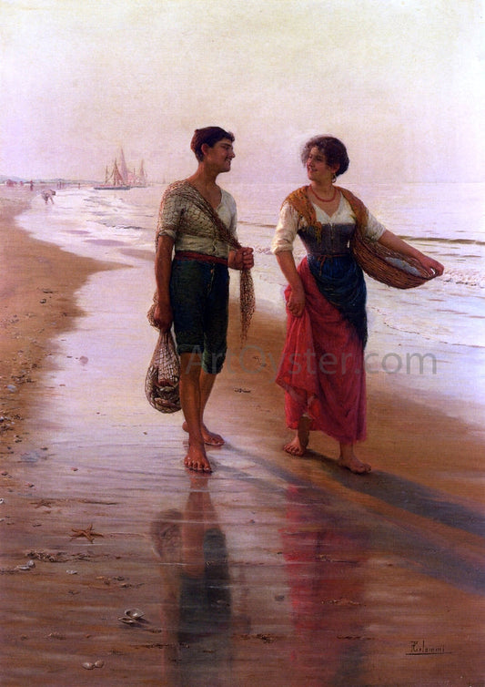  Pasquale Celommi A Walk on the Beach - Canvas Print