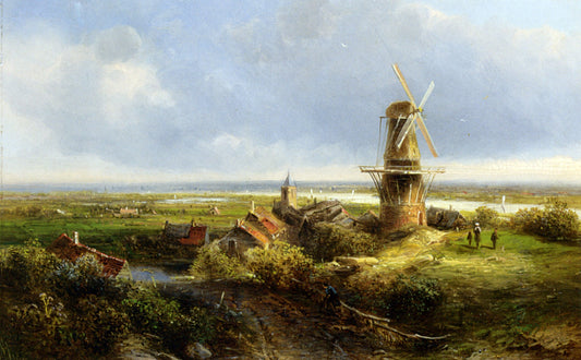  Pieter Francisco Kluyver A Windmill in an Extensive Landscape - Canvas Print