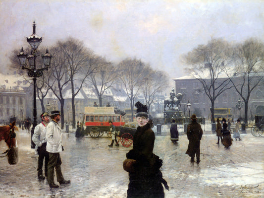  Paul-Gustave Fischer A Winter's Day on Kongens Nytorv Copenhagen - Canvas Print