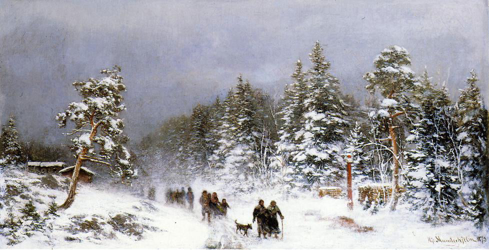  Hjalmar Munsterhjelm A Wintery Walk - Canvas Print