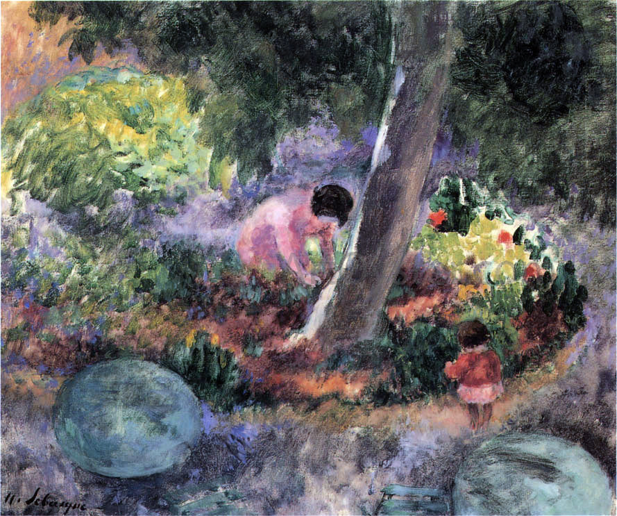  Henri Lebasque A Woman and Child in the Garden - Canvas Print