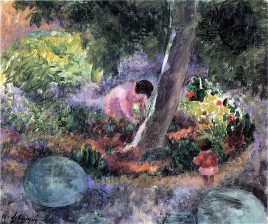  Henri Lebasque A Woman and Child in the Garden - Canvas Print