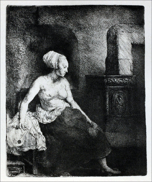  Rembrandt Van Rijn Woman Seated Before a Dutch Stove - Canvas Print