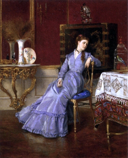  Albert Roosenboom A Young Beauty in a Parlor - Canvas Print