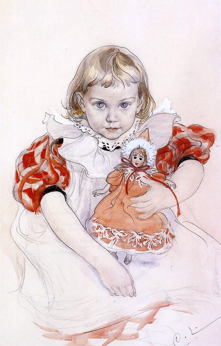  Carl Larsson A Young Girl with a Doll - Canvas Print