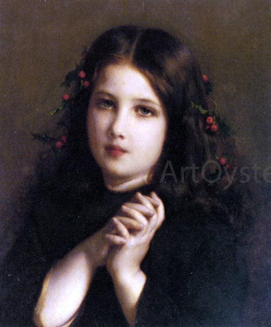  Etienne Adolphe Piot A Young Girl with Holly Berries in her Hair - Canvas Print