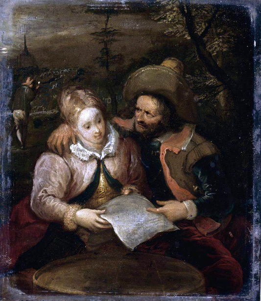 III Frans Francken A Young Lady and a Cavalier Holding a Letter - Canvas Print