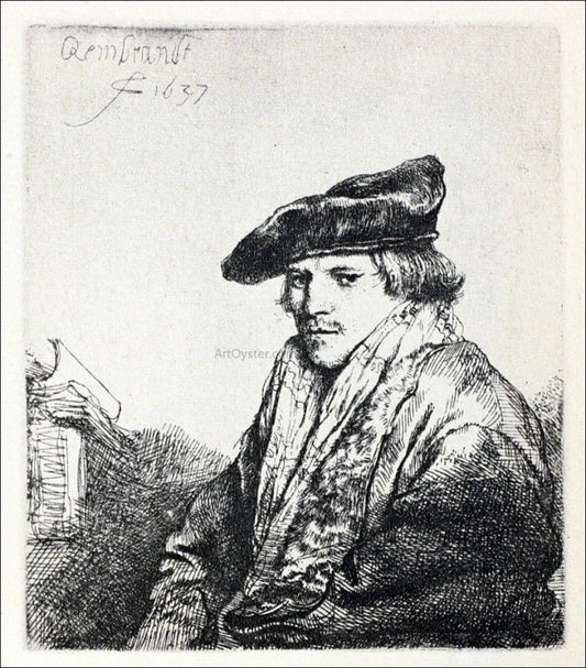  Rembrandt Van Rijn Young Man Seated, Turned to the Left - Canvas Print