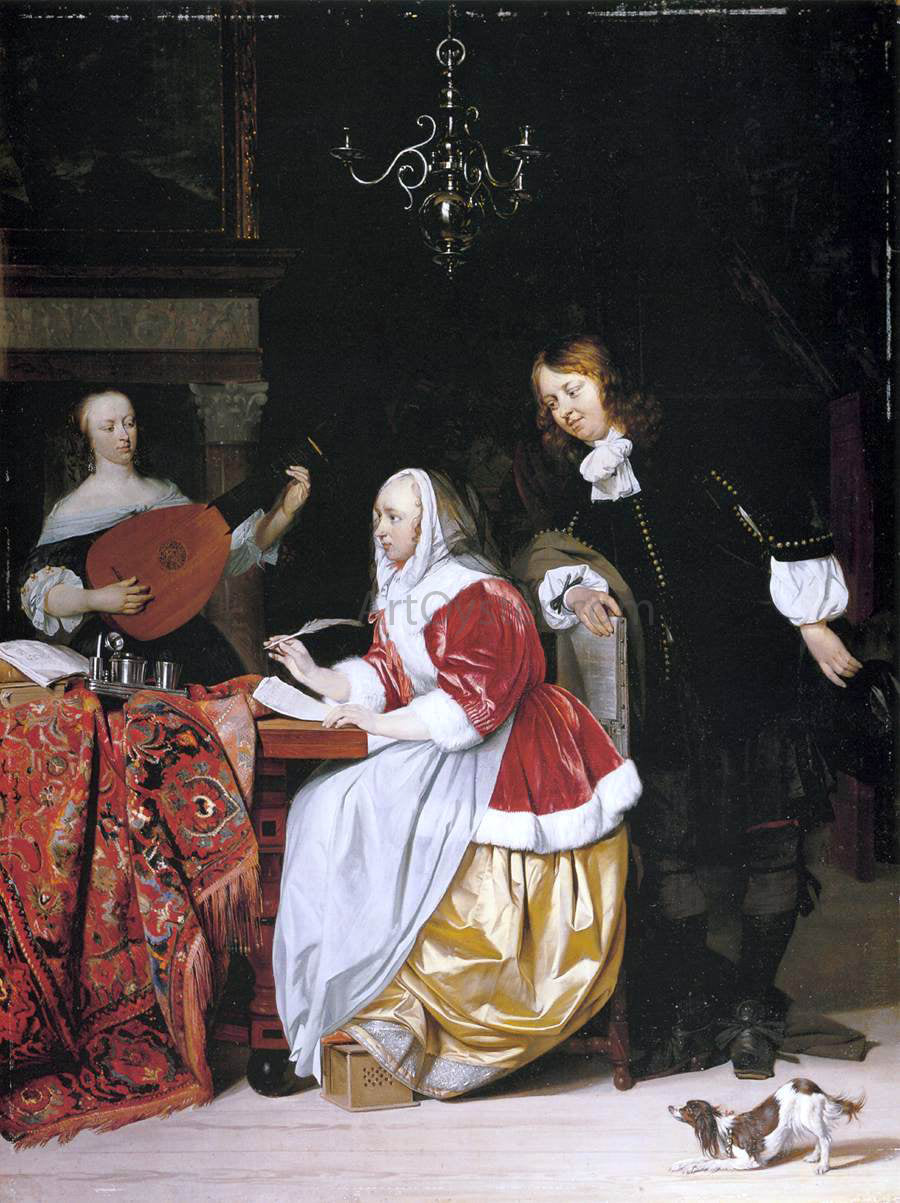  Gabriel Metsu A Young Woman Composing Music - Canvas Print