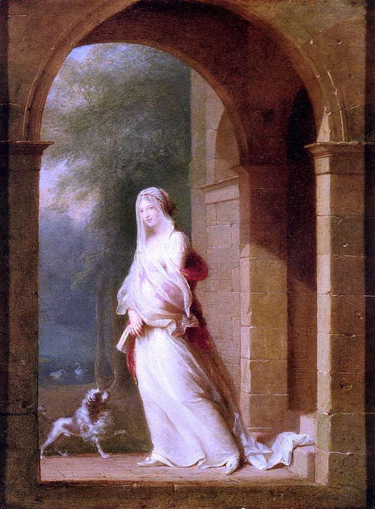  Jean-Baptiste Mallet Young Woman Standing in an Archway - Canvas Print