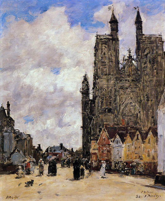  Eugene-Louis Boudin Abbeville, Street and the Church of Saint-Folfran - Canvas Print