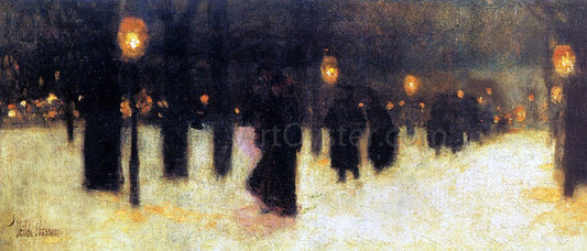  Frederick Childe Hassam Across the Common on a Winter Evening - Canvas Print