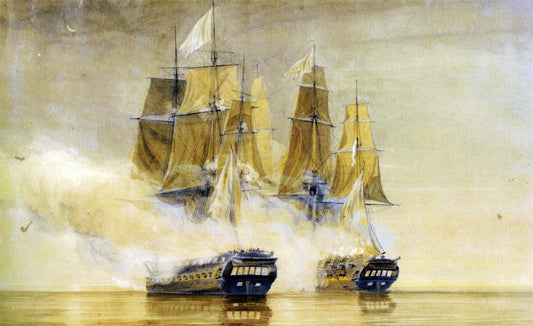  Thomas Whitcombe Action between HMS Amethyst and the French frigate Thetis - Canvas Print