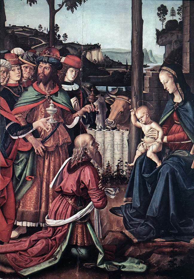  Pietro Perugino Adoration of the Kings (Epiphany) (detail) - Canvas Print