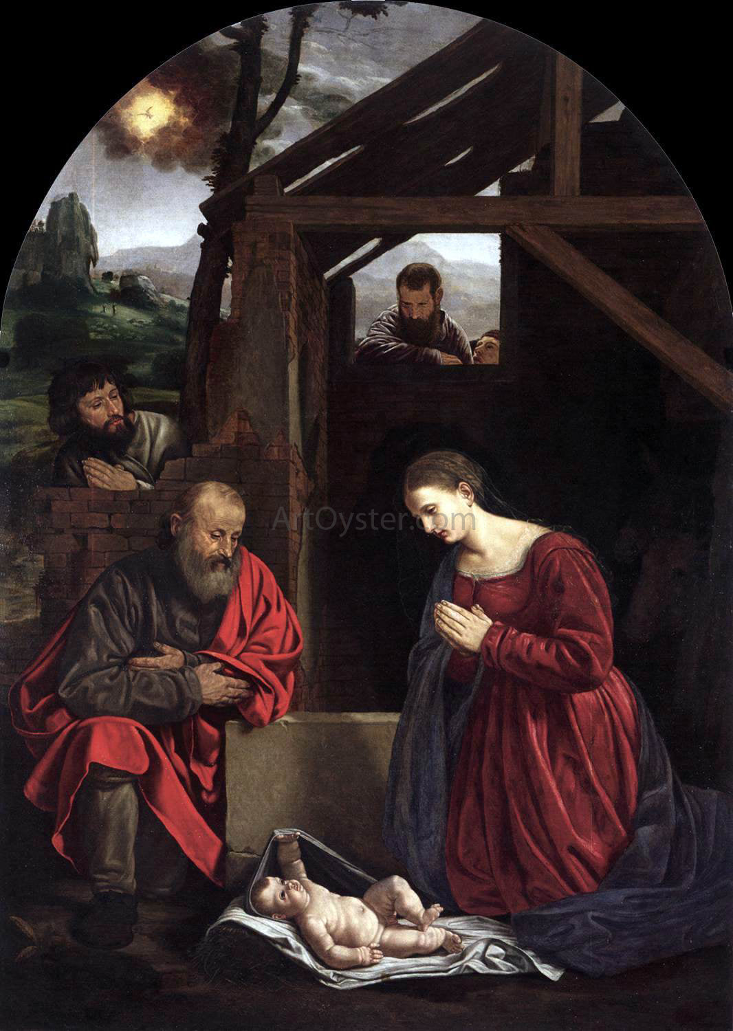  Giovanni Girolamo Savoldo Adoration of the Shepherds - Canvas Print