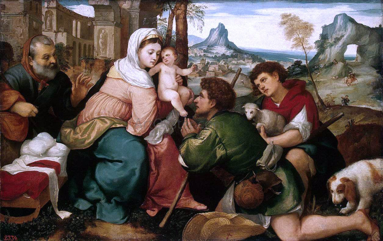  Bonifazio Veronese Adoration of the Shepherds - Canvas Print