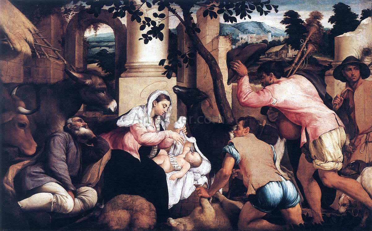  Jacopo Bassano Adoration of the Shepherds - Canvas Print