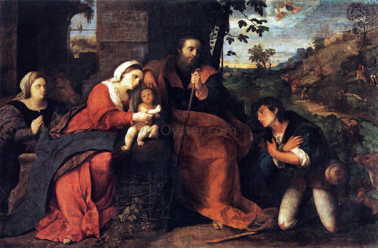  Palma Vecchio Adoration of the Shepherds with a Donor - Canvas Print