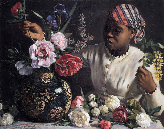  Jean Frederic Bazille African Woman with Peonies - Canvas Print
