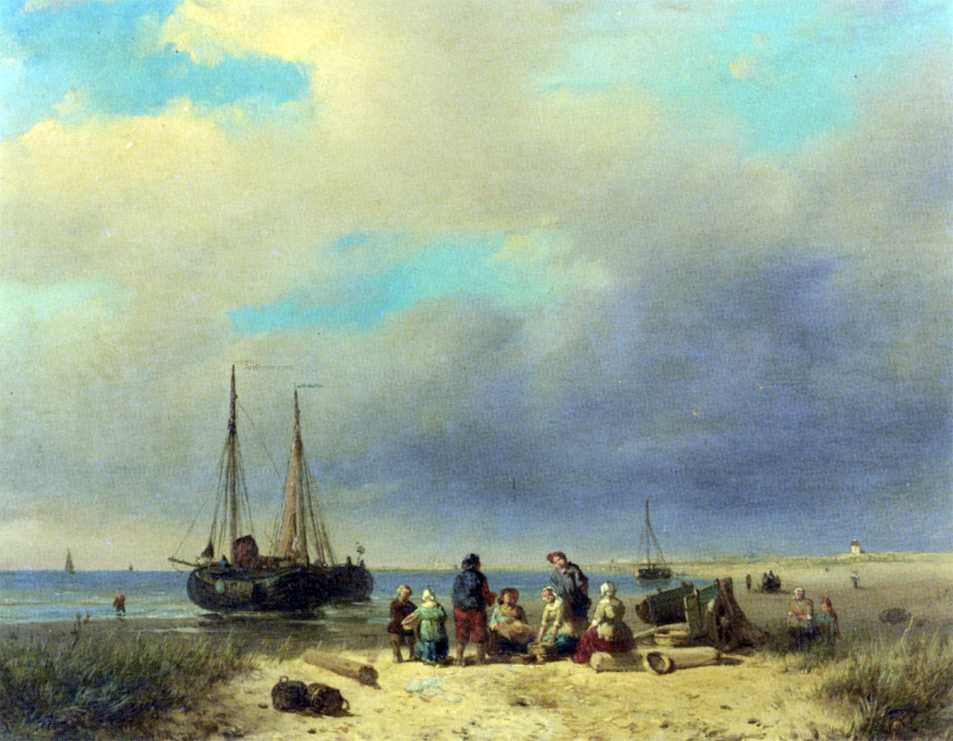  Jacobus Adrianus Vrolijk After the Catch - Canvas Print
