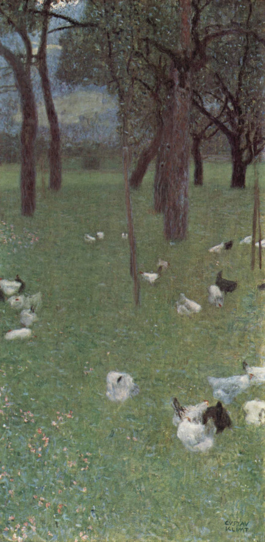  Gustav Klimt After the Rain Garden with Chickens in St Agatha - Canvas Print