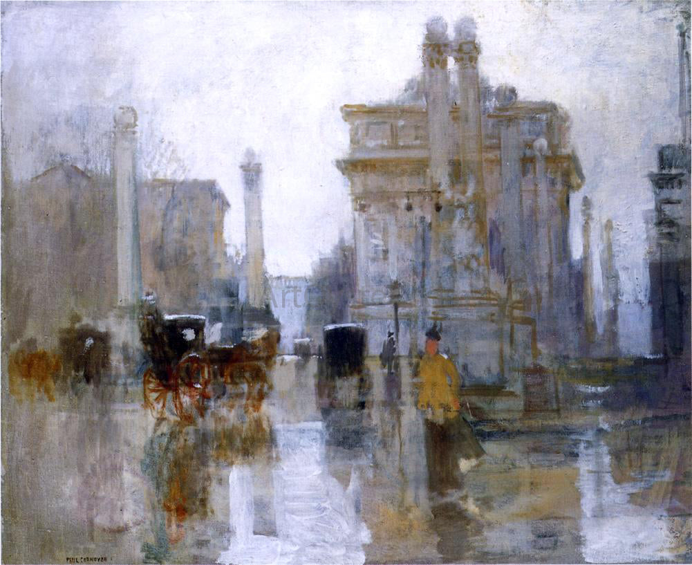  Paul Cornoyer After the Rain, the Dewey Arch, Madison Square Park - Canvas Print