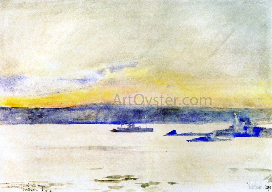  Frederick Childe Hassam The Afterglow, Gloucester Harbor (also known as Ten Pound Island Light) - Canvas Print
