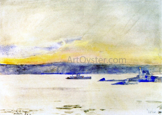  Frederick Childe Hassam The Afterglow, Gloucester Harbor (also known as Ten Pound Island Light) - Canvas Print