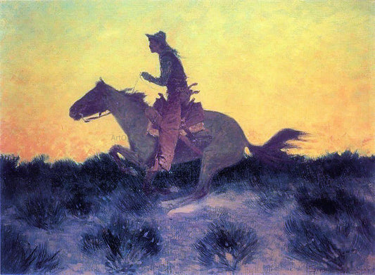  Frederic Remington Against the Sunset - Canvas Print