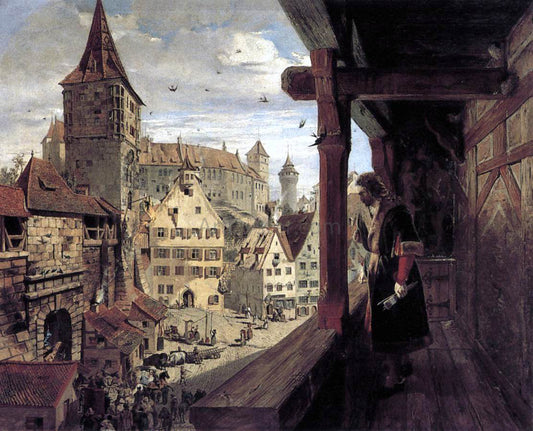  William Bell Scott Albrecht Durer on the Balcony of his House - Canvas Print
