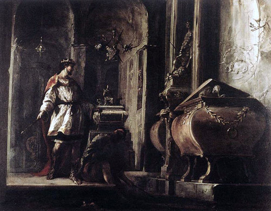  Johann Heinrich Schonfeld Alexander the Great before the Tomb of Achilles - Canvas Print