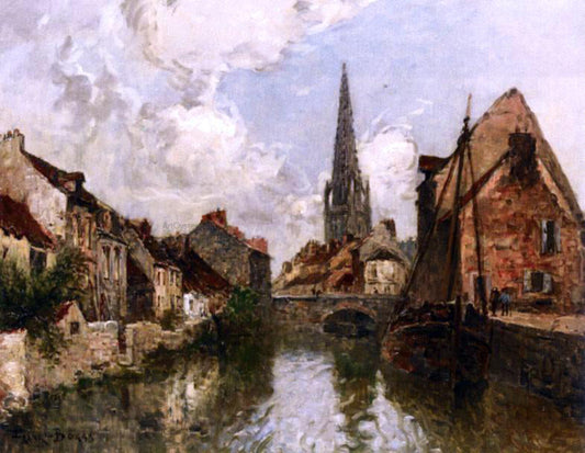  Frank Myers Boggs Along the Canal - Canvas Print