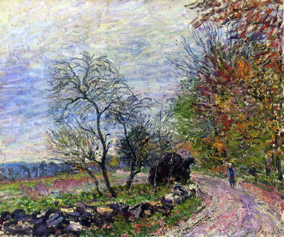  Alfred Sisley Along the woods in Autumn - Canvas Print