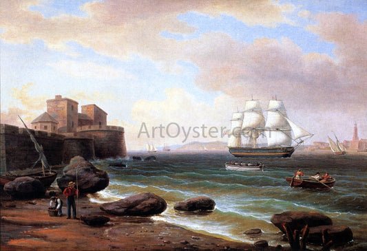  Thomas Birch American Merchant Ship Entering Marseilles - Canvas Print