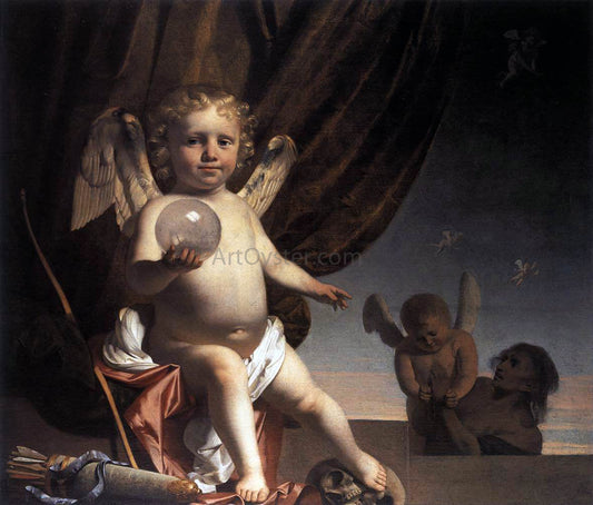  Caesar Van Everdingen Amor Holding a Glass Orb - Canvas Print