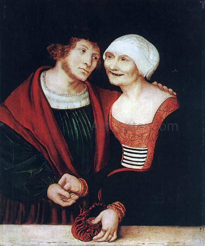  The Elder Lucas Cranach Amorous Old Woman and Young Man - Canvas Print