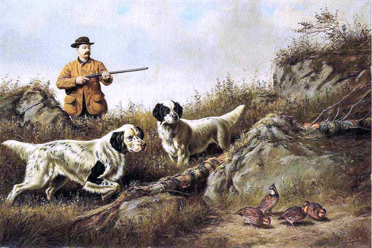 Arthur Fitzwilliam Tait Amos F. Adams Shooting Over Gus Bondher and Son, Count Bondher - Canvas Print