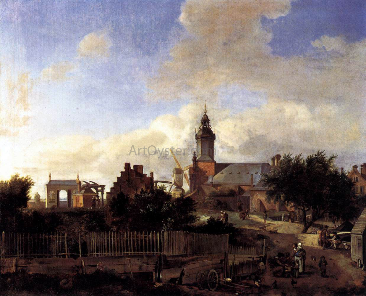  Jan Van der Heyden Amsterdam: Street before Haarlem Tower - Canvas Print