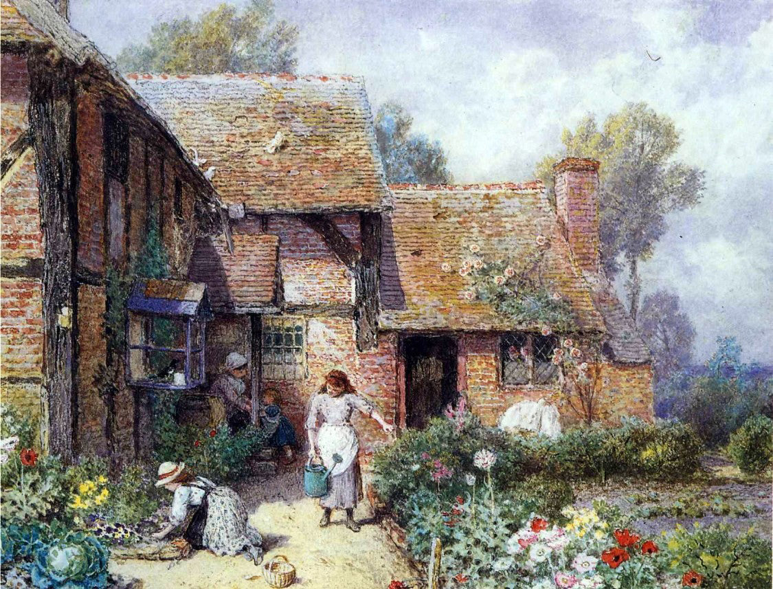  Myles Birket Foster An Afternoon in the Garden - Canvas Print