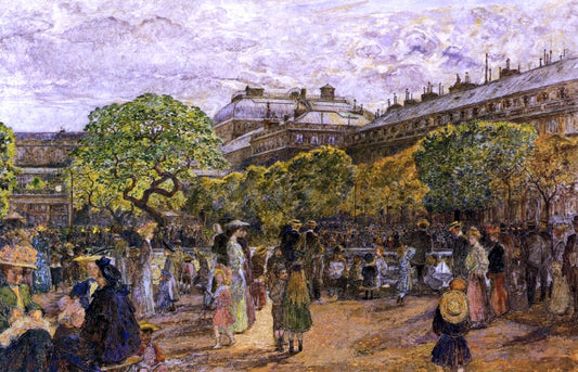  Frederic-Anatole Houbron An Afternoon in the Gardens of the Palais Royal - Canvas Print